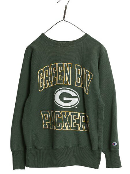 90s USA製 チャンピオン リバースウィーブ 3段 プリント スウェット メンズ M オールド NFL オフィシャル アメフト パッカーズ トレーナー