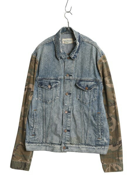 デニム&サプライ ラルフローレン デニム ジャケット メンズ XL 古着 ポロ ヴィンテージ 加工 ジージャン 3rd タイプ トラッカー 迷彩 切替