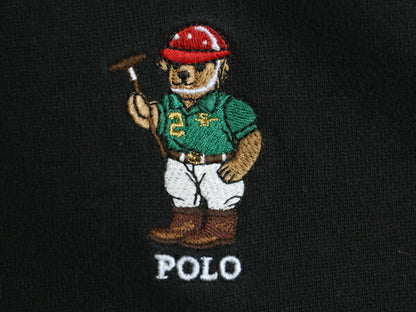 ポロベア ポロ ラルフローレン フルジップ スウェット フード パーカー メンズ L / トレーナー 裏起毛 ワンポイント 刺繍 キャラクター 黒