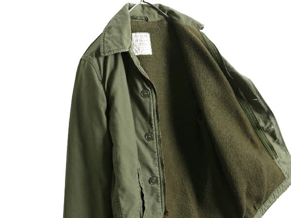 80s 米軍実物 USN ネイビー A-2 デッキ ジャケット メンズ S / 71年製 ヴィンテージ NAVY ミリタリー 軍物 裏ボア ライナー付き ブルゾン