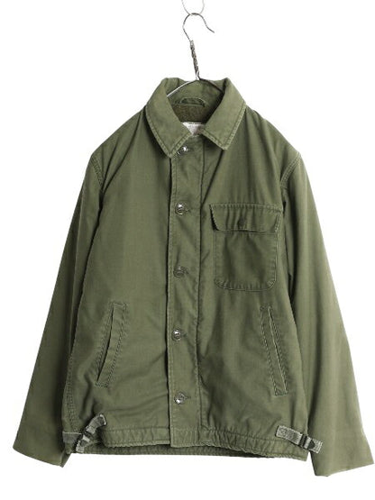80s 米軍実物 USN ネイビー A-2 デッキ ジャケット メンズ S / 71年製 ヴィンテージ NAVY ミリタリー 軍物 裏ボア ライナー付き ブルゾン