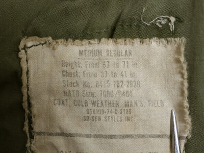 70s 米軍実物 US ARMY M-65 フィールド ジャケット MEDIUM REGULAR / 古着 74年製 ヴィンテージ ミリタリー 軍物 ブルゾン 3rd ブラス M65