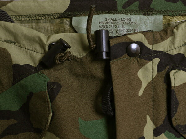 デッドストック 90s 米軍実物 US ARMY ウッドランド カモ オーバー パンツ SMALL LONG 新品 ECWCS ゴアテックス ミリタリー ナイロン 迷彩