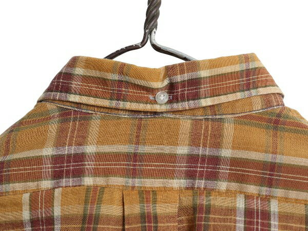 70s Golden Line チェック 3点留め ボタンダウン 長袖 シャツ メンズ M / 古着 ヴィンテージ シワになりにくい 薄手 ノーアイロン BDシャツ