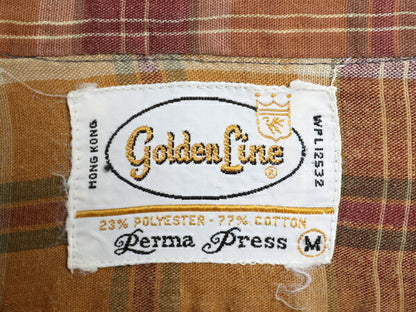 70s Golden Line チェック 3点留め ボタンダウン 長袖 シャツ メンズ M / 古着 ヴィンテージ シワになりにくい 薄手 ノーアイロン BDシャツ