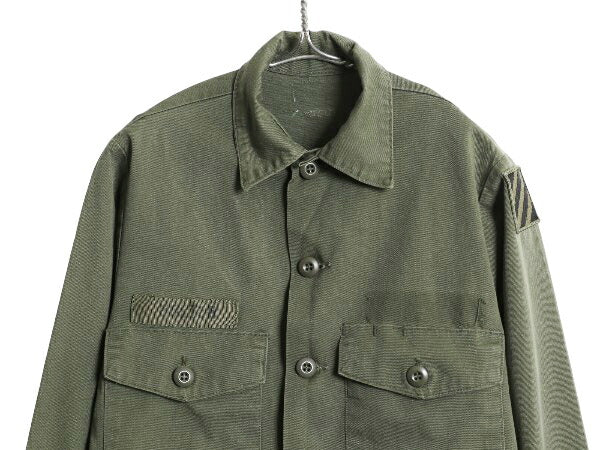 70s 米軍実物 US ARMY ユーティリティ シャツ メンズ S 程 古着 78年製 ヴィンテージ ミリタリー アーミー 軍物 長袖シャツ OG507 オリーブ