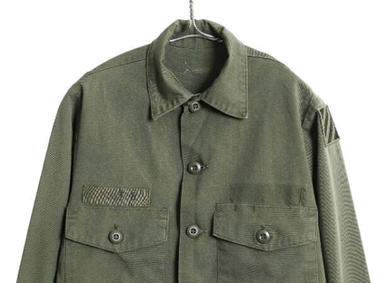 70s 米軍実物 US ARMY ユーティリティ シャツ メンズ S 程 古着 78年製 ヴィンテージ ミリタリー アーミー 軍物 長袖シャツ OG507 オリーブ