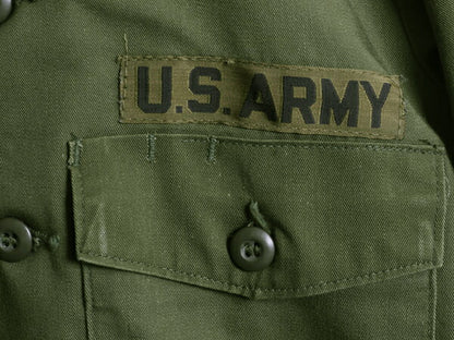 70s 米軍実物 US ARMY ユーティリティ シャツ メンズ M / 古着 77年製 ヴィンテージ ミリタリー アーミー 軍物 長袖シャツ OG507 オリーブ