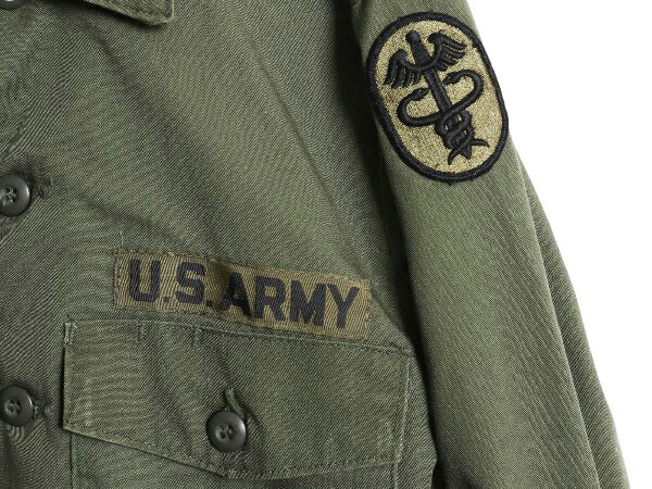 70s 米軍実物 US ARMY ユーティリティ シャツ メンズ M / 古着 77年製 ヴィンテージ ミリタリー アーミー 軍物 長袖シャツ OG507 オリーブ