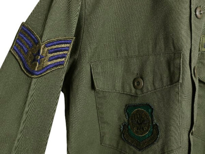 80s 米軍実物 US AIR FORCE ユーティリティ シャツ メンズ M / 85年製 ヴィンテージ ミリタリー アーミー 軍物 OG507 オリーブ フルパッチ