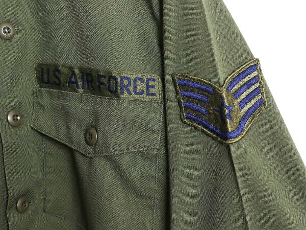 80s 米軍実物 US AIR FORCE ユーティリティ シャツ メンズ M / 85年製 ヴィンテージ ミリタリー アーミー 軍物 OG507 オリーブ フルパッチ