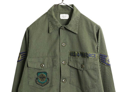 80s 米軍実物 US AIR FORCE ユーティリティ シャツ メンズ M / 85年製 ヴィンテージ ミリタリー アーミー 軍物 OG507 オリーブ フルパッチ