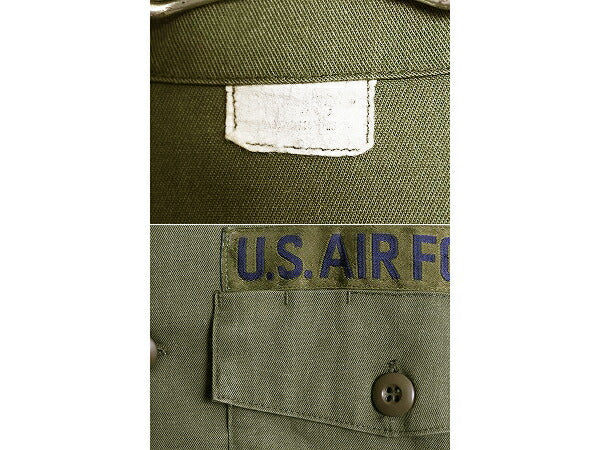 80s 米軍実物 US AIR FORCE ユーティリティ シャツ メンズ M 程 87年製 ヴィンテージ ミリタリー アーミー 軍物 OG507 フルパッチ オリーブ