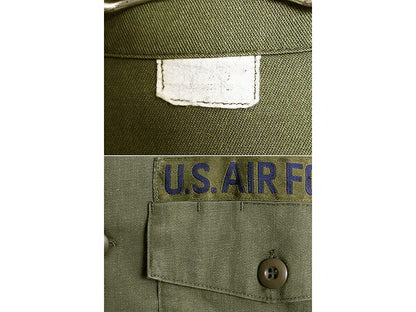 80s 米軍実物 US AIR FORCE ユーティリティ シャツ メンズ M 程 87年製 ヴィンテージ ミリタリー アーミー 軍物 OG507 フルパッチ オリーブ