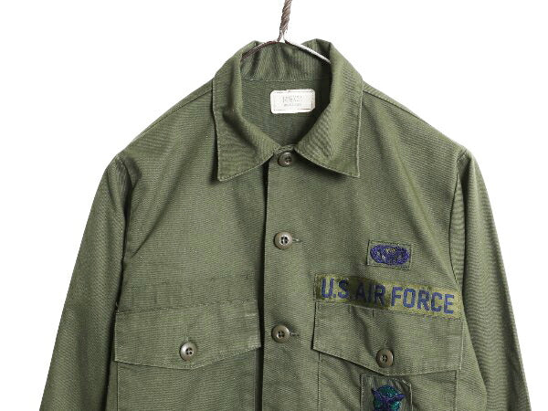 80s 米軍実物 US AIR FORCE ユーティリティ シャツ メンズ S / 85年製 ヴィンテージ ミリタリー アーミー 軍物 長袖シャツ OG507 ワッペン