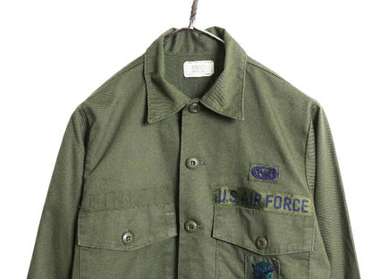 80s 米軍実物 US AIR FORCE ユーティリティ シャツ メンズ S / 85年製 ヴィンテージ ミリタリー アーミー 軍物 長袖シャツ OG507 ワッペン