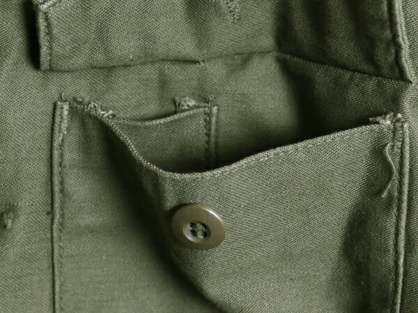 70s 米軍実物 US ARMY コットン サテン ユーティリティ シャツ メンズ M 古着 ヴィンテージ 76年製 ミリタリー OG107 シャツ袖 4th 軍物 OD