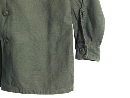 70s 米軍実物 US ARMY コットン サテン ユーティリティ シャツ メンズ M 古着 ヴィンテージ 76年製 ミリタリー OG107 シャツ袖 4th 軍物 OD
