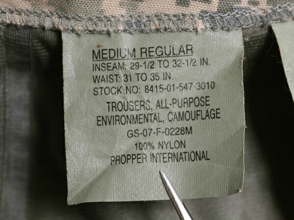 デッドストック 米軍実物 プロパー 社製 APECS デジタル タイガー カモ オーバー パンツ MEDIUM REGULAR 新品 ゴアテックス USAF ABU ECWCS