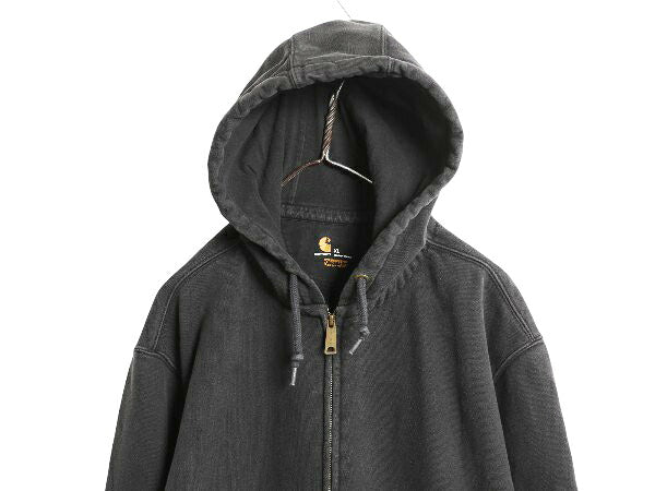 US企画 カーハート フルジップ スウェット フード パーカー メンズ XL / 古着 トレーナー ヘビーウェイト 大きいサイズ 裏起毛 撥水加工 黒