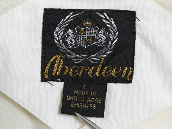 90s Aberdeen ダービー ジャケット メンズ L 古着 オールド フルジップ ジャンパー ブルゾン カップショルダー スイングトップ シンプル 白