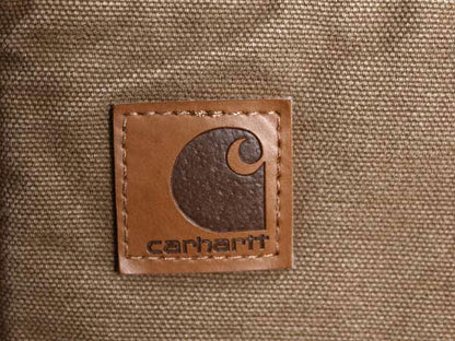 US企画 カーハート ダック ベスト メンズ L 裏 ボア パイル フリース 重ね着 前開き フルジップ ワーク 廃盤 ワンポイント ノースリーブ 茶