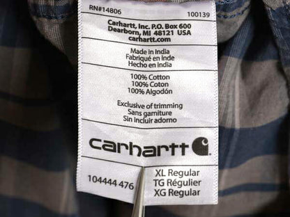 US企画 カーハート チェック ボタンダウン 長袖 シャツ メンズ XL Carhartt ワーク コットン マルチカラー ポケット付き 大きいサイズ 廃盤