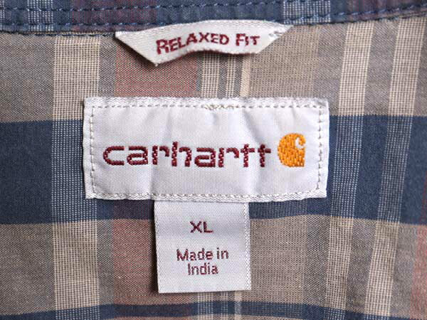 US企画 カーハート チェック ボタンダウン 長袖 シャツ メンズ XL Carhartt ワーク コットン マルチカラー ポケット付き 大きいサイズ 廃盤