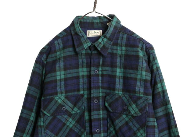 80s USA製 エルエルビーン チェック 長袖 フランネル シャツ メンズ L ヴィンテージ 中綿 キルティングライナー付き ネルシャツ ジャケット