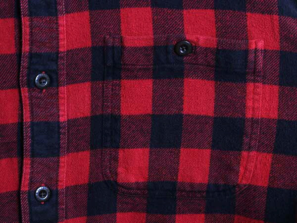 00s オービス ブロック チェック ヘビー フランネル シャツ メンズ L / 古着 オールド 長袖シャツ ネルシャツ ツートン アウトドア 赤 黒