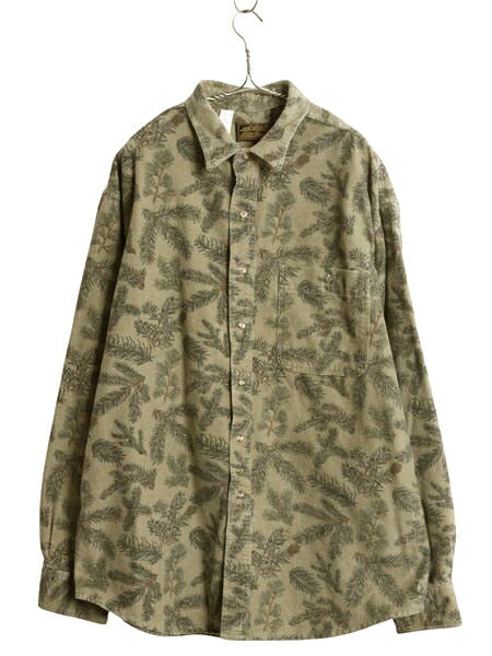 90s USA製 エディーバウアー 総柄 プリント フランネル シャツ メンズ XL / 古着 黒タグ ヘビーウェイト ネルシャツ シャモア 大きいサイズ
