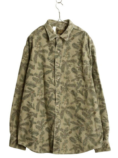 90s USA製 エディーバウアー 総柄 プリント フランネル シャツ メンズ XL / 古着 黒タグ ヘビーウェイト ネルシャツ シャモア 大きいサイズ