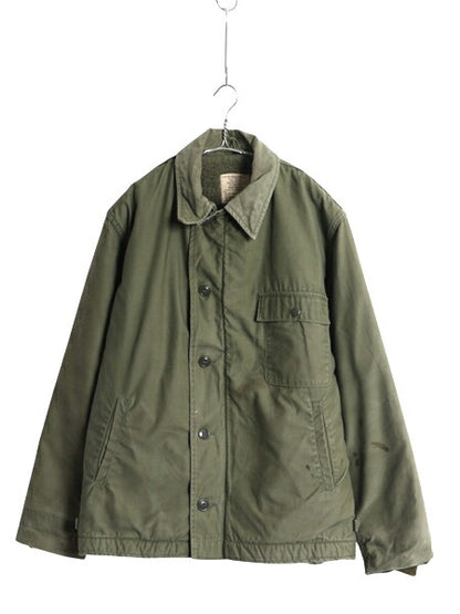 60s 米軍実物 USN ネイビー A-2 デッキ ジャケット メンズ L / 68年製 ヴィンテージ ミリタリー 軍物 裏ボア ライナー付き ブルゾン カーキ