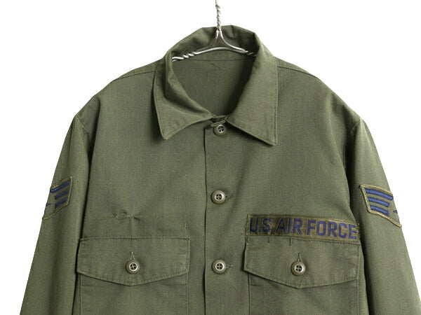 70s 米軍実物 US AIR FORCE ユーティリティ シャツ メンズ M 程 78年製 ヴィンテージ ミリタリー アーミー 軍物 長袖シャツ OG507 ワッペン
