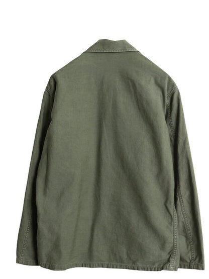 60s 米軍実物 US ARMY コットン サテン ユーティリティ シャツ L 程 古着 ヴィンテージ ミリタリー 軍物 1st 後期 筒袖 OG107 長袖シャツ