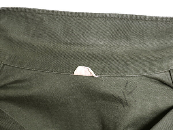 60s 米軍実物 US ARMY コットン サテン ユーティリティ シャツ L 程 古着 ヴィンテージ ミリタリー 軍物 1st 後期 筒袖 OG107 長袖シャツ