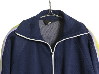 70s JCペニー フルジップ トラック ジャケット メンズ S レディース M ヴィンテージ ライン入り ジャージ トップス ジャンパー ハイネック