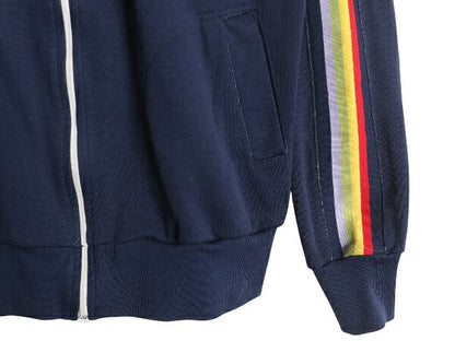 70s JCペニー フルジップ トラック ジャケット メンズ S レディース M ヴィンテージ ライン入り ジャージ トップス ジャンパー ハイネック