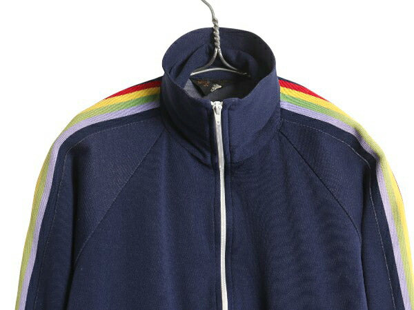 70s JCペニー フルジップ トラック ジャケット メンズ S レディース M ヴィンテージ ライン入り ジャージ トップス ジャンパー ハイネック