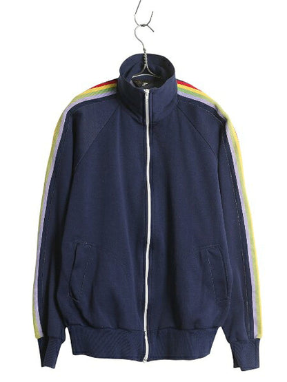 70s JCペニー フルジップ トラック ジャケット メンズ S レディース M ヴィンテージ ライン入り ジャージ トップス ジャンパー ハイネック