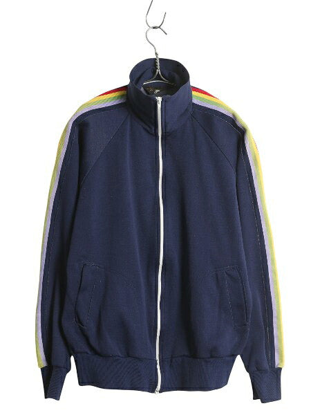 70s JCペニー フルジップ トラック ジャケット メンズ S レディース M ヴィンテージ ライン入り ジャージ トップス ジャンパー ハイネック