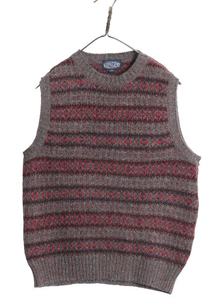80s スコットランド製 ランズエンド フェアアイル ニット ベスト レディース L 小さめ M 程 / ヴィンテージ シェットランド ウール 重ね着