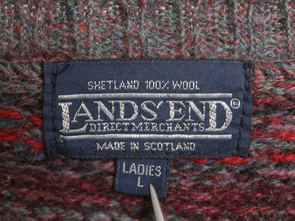 80s スコットランド製 ランズエンド フェアアイル ニット ベスト レディース L 小さめ M 程 / ヴィンテージ シェットランド ウール 重ね着