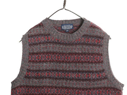 80s スコットランド製 ランズエンド フェアアイル ニット ベスト レディース L 小さめ M 程 / ヴィンテージ シェットランド ウール 重ね着