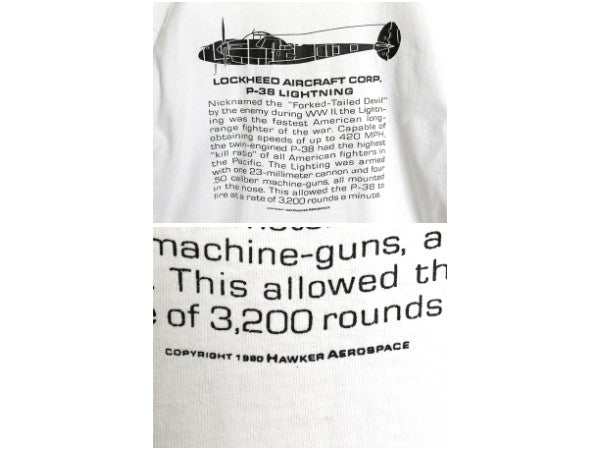 90s USA製 戦闘機 イラスト 両面 プリント Tシャツ メンズ L オールド 当時物 ミリタリー 空軍 シングルステッチ ヘビーウェイト コットン