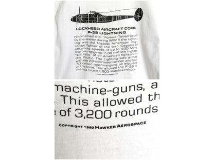 90s USA製 戦闘機 イラスト 両面 プリント Tシャツ メンズ L オールド 当時物 ミリタリー 空軍 シングルステッチ ヘビーウェイト コットン