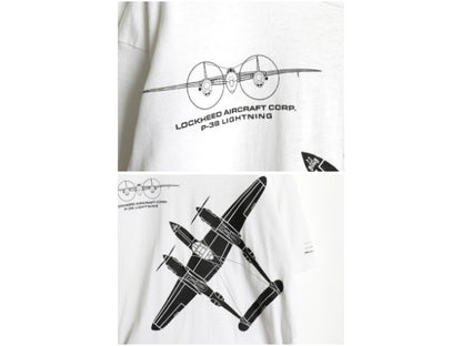 90s USA製 戦闘機 イラスト 両面 プリント Tシャツ メンズ L オールド 当時物 ミリタリー 空軍 シングルステッチ ヘビーウェイト コットン