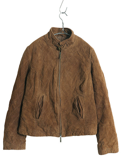 ブルックスブラザーズ 本革 スウェード レザー ジャケット レディース M 程/ 革ジャン 中綿 キルティング ブルゾン ハイネック ライダース