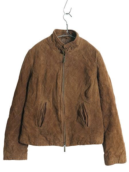ブルックスブラザーズ 本革 スウェード レザー ジャケット レディース M 程/ 革ジャン 中綿 キルティング ブルゾン ハイネック ライダース