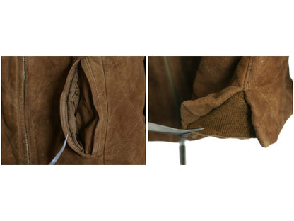 ブルックスブラザーズ 本革 スウェード レザー ジャケット レディース M 程/ 革ジャン 中綿 キルティング ブルゾン ハイネック ライダース